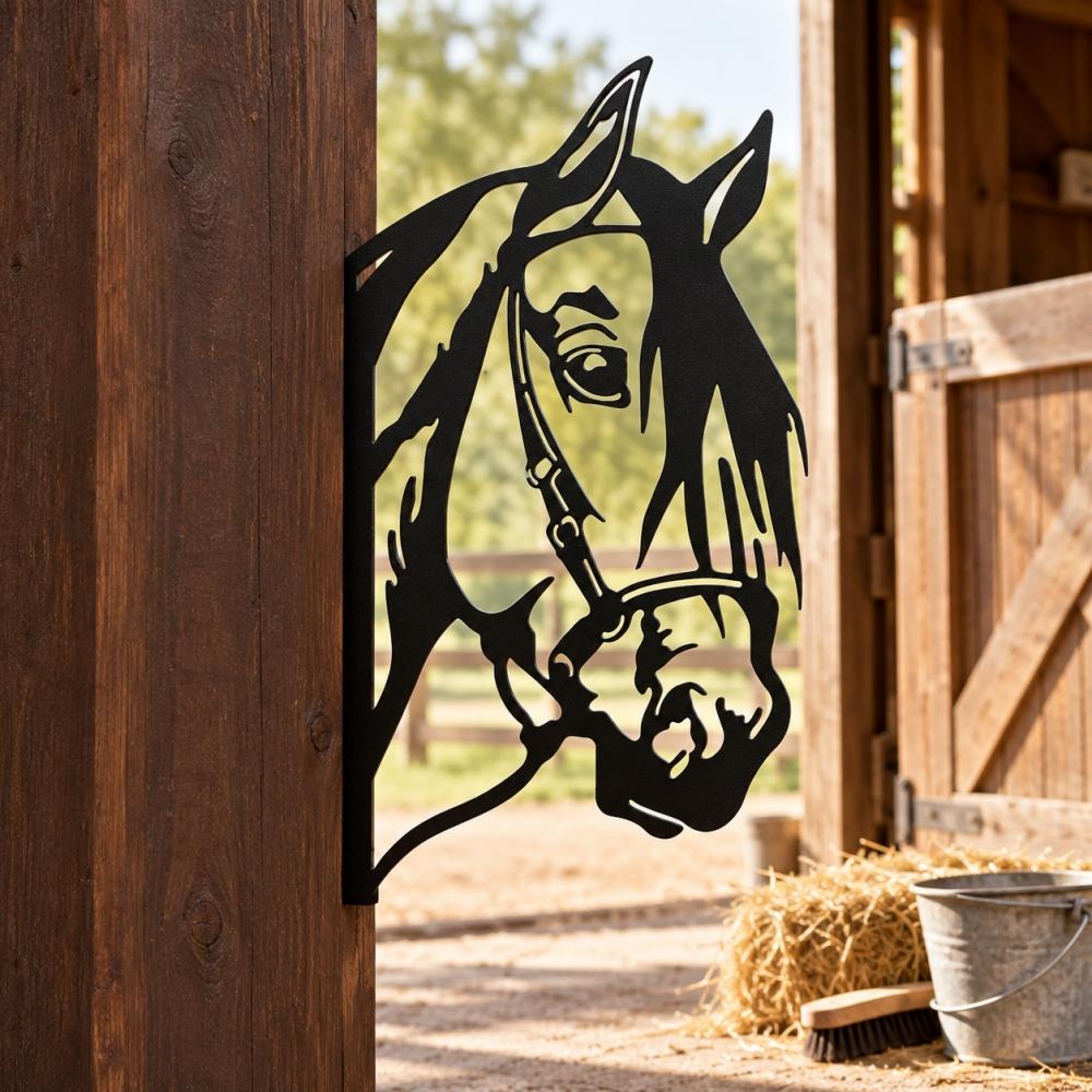 Metal Animal Fence Peekers - White Horse