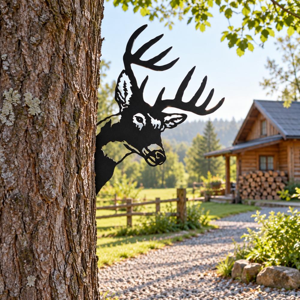 Metal Animal Fence Peekers - Whitetail Buck