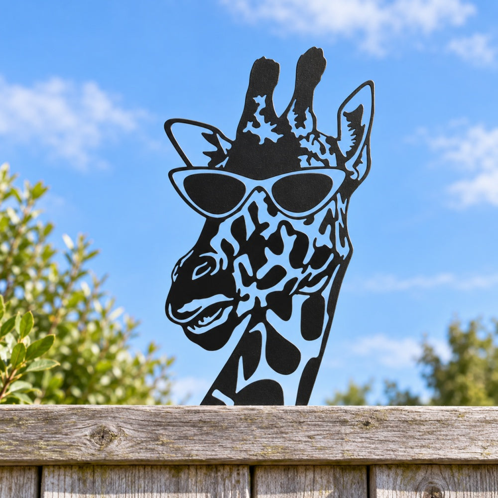 Metal Animal Fence Toppers - Cool Giraffe