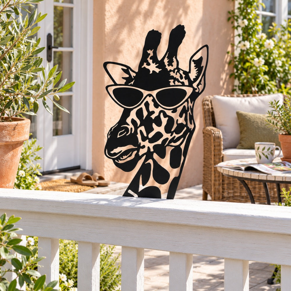 Metal Animal Fence Toppers - Cool Giraffe