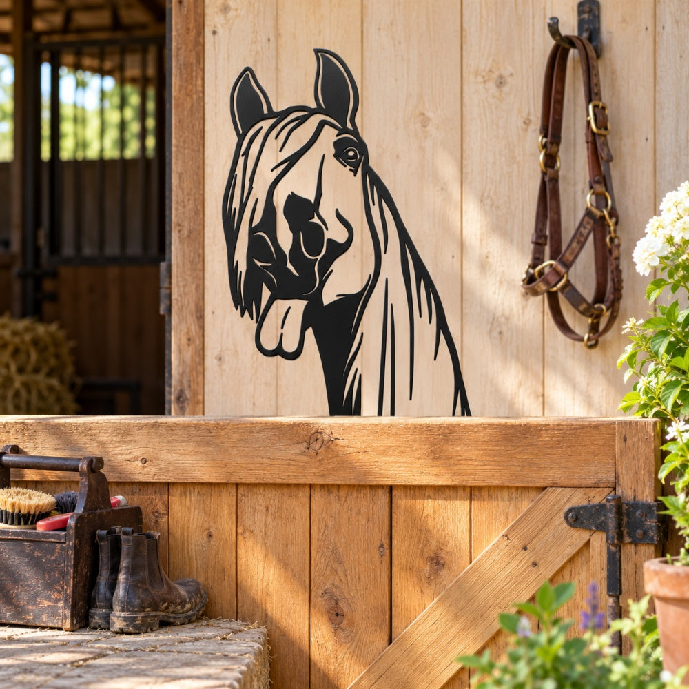Metal Animal Fence Toppers - Long-Mane Horse