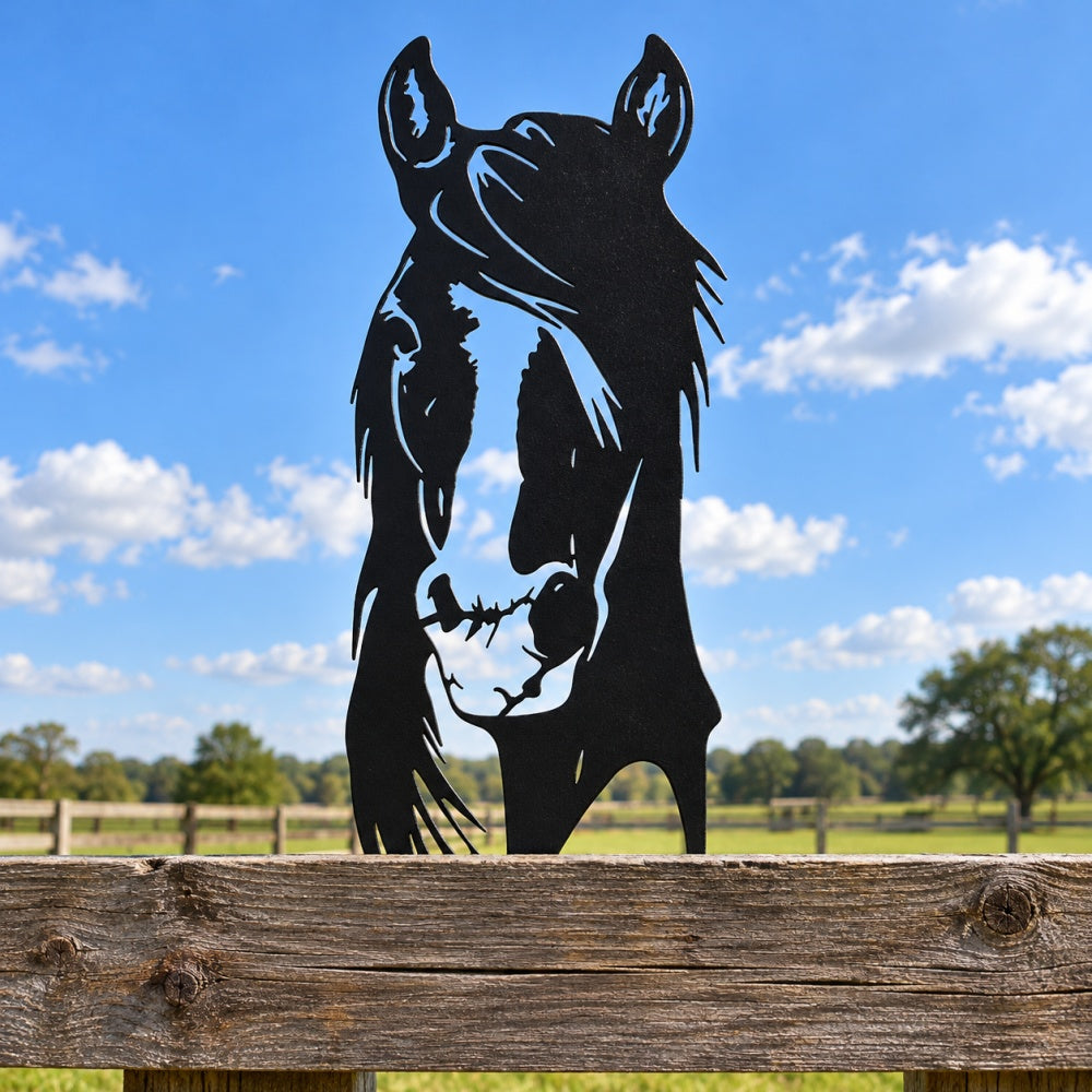 Metal Animal Fence Toppers - Majestic Horse