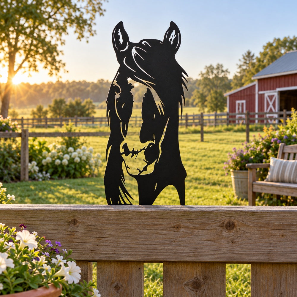 Metal Animal Fence Toppers - Majestic Horse
