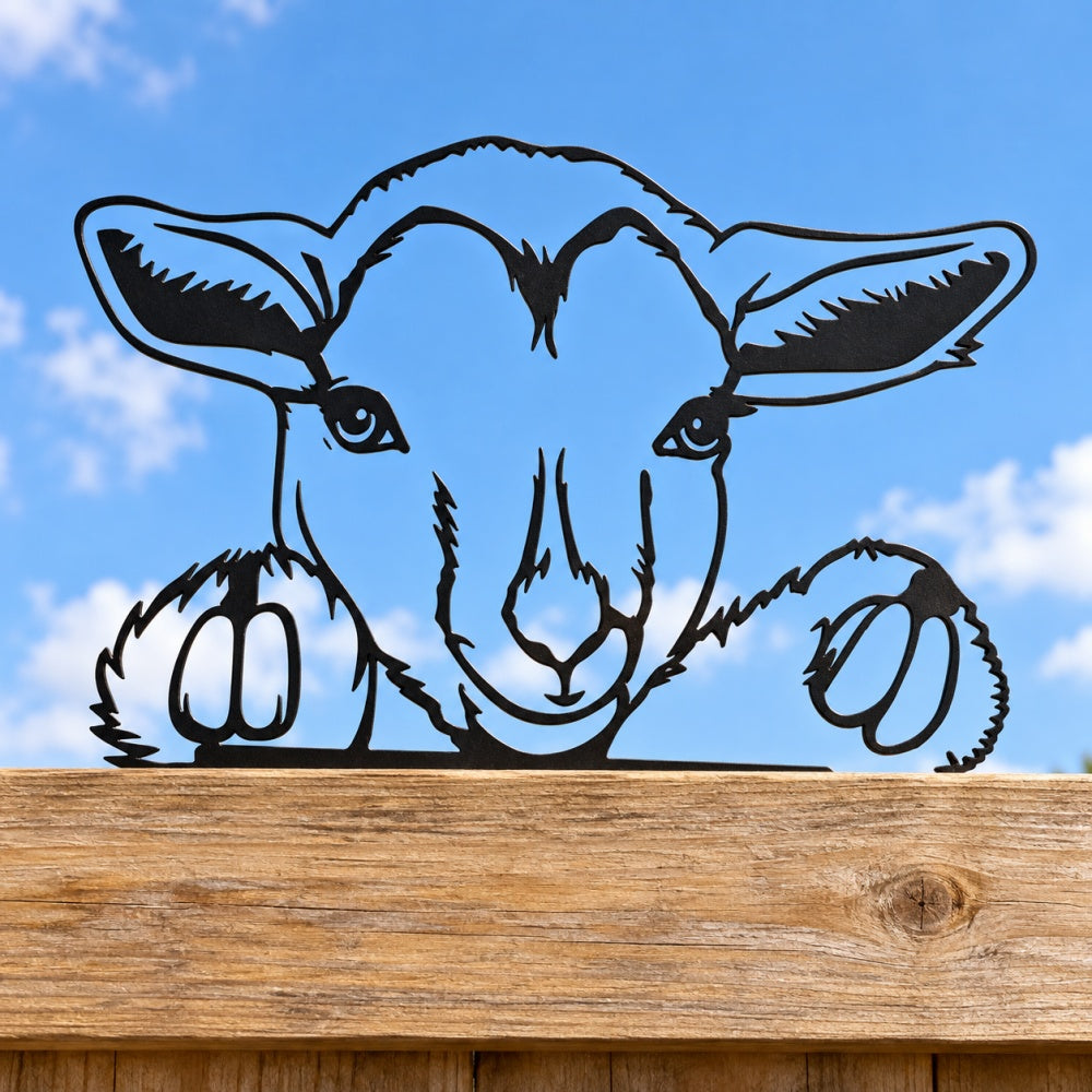 Metal Animal Fence Toppers - Peeking Goat