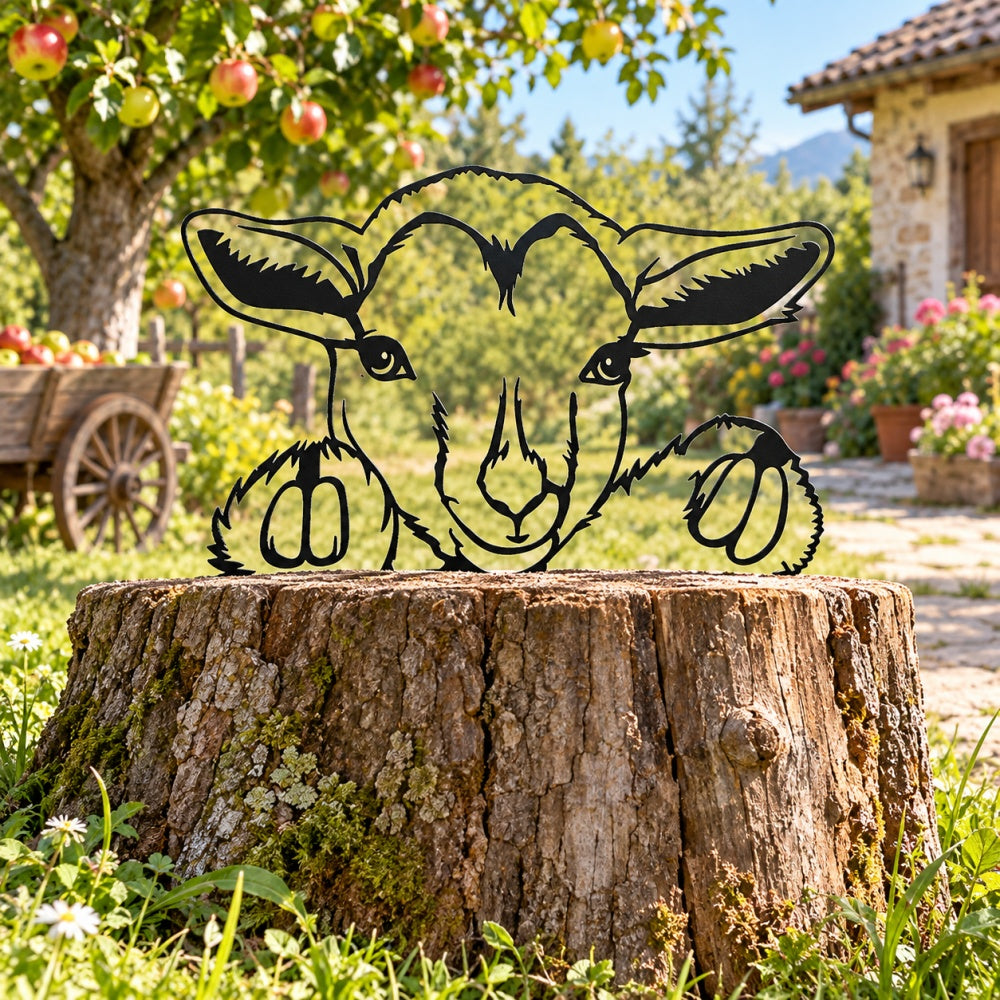 Metal Animal Fence Toppers - Peeking Goat
