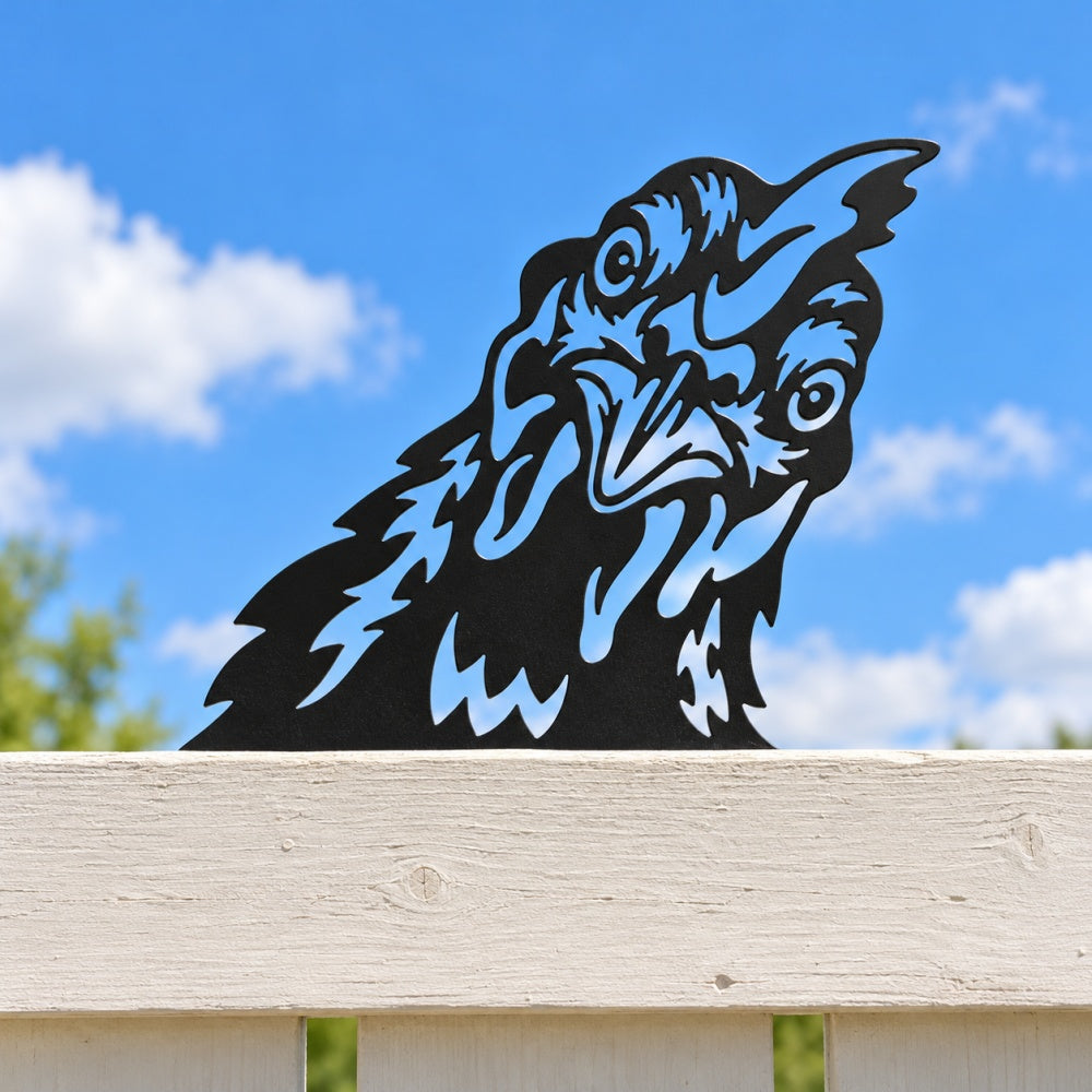 Metal Animal Fence Toppers - Rooster