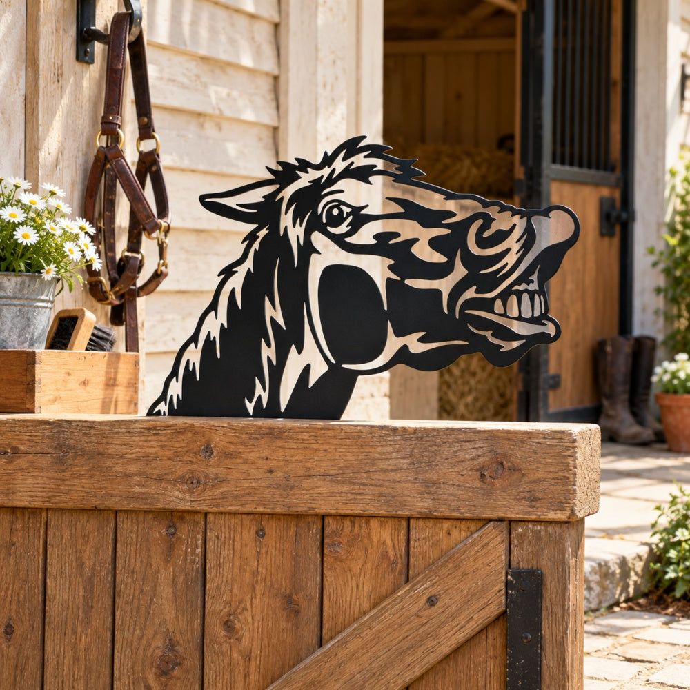 Metal Animal Fence Toppers - Smiling Horse
