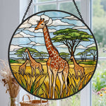 African giraffe family stained glass suncatcher window hanging, suitable for home and garden decoration