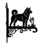 Akita metal hanging basket bracket mounted on outdoor wall for plant decoration