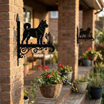 Akita metal hanging basket bracket mounted on outdoor wall for plant decoration