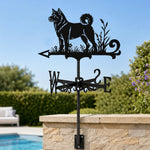 Akita metal weather vane with directional arrows and mounting rod, outdoor roof and garden decoration