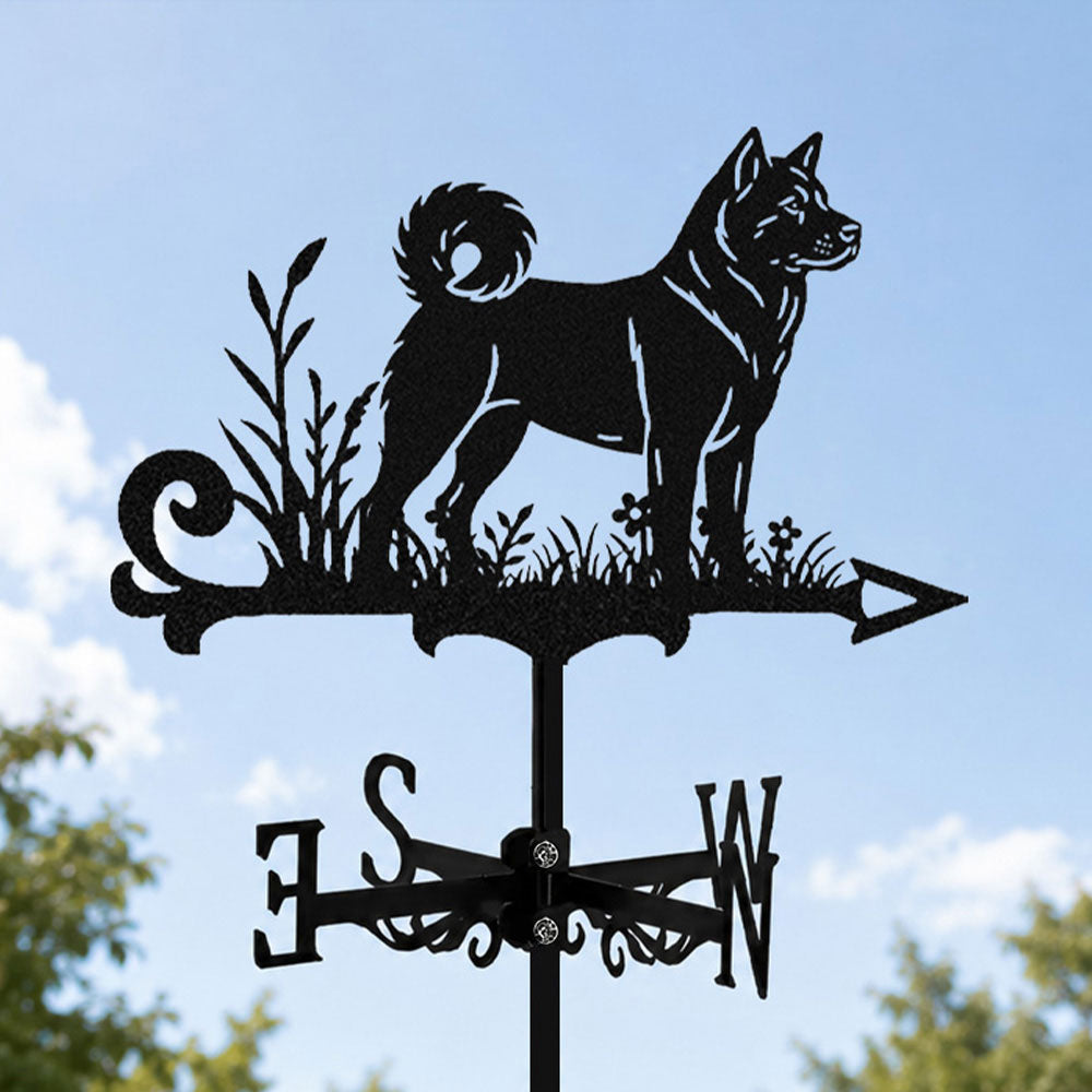 Akita metal weather vane with directional arrows and mounting rod, outdoor roof and garden decoration