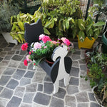 Back view of an alaskan malamute dog  planter