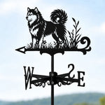 Alaskan Malamute metal weather vane with directional arrows and mounting rod, outdoor roof and garden decoration