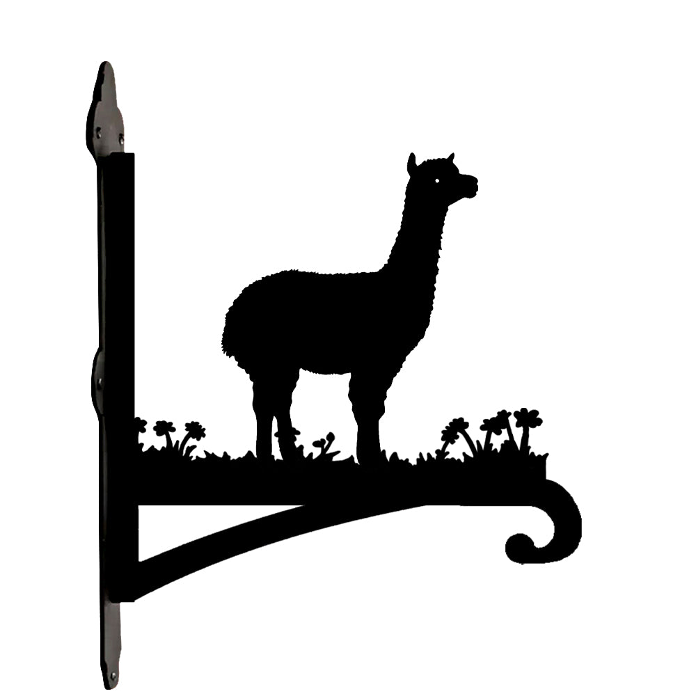 Alpaca llama metal hanging basket bracket mounted on outdoor wall for plant decoration