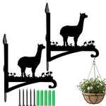 Alpaca llama metal hanging basket bracket mounted on outdoor wall for plant decoration