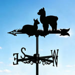 Alpacas metal weather vane with directional arrows and mounting rod, outdoor roof and garden decoration