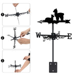 Alpacas metal weather vane with directional arrows and mounting rod, outdoor roof and garden decoration