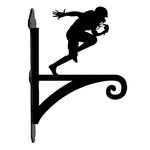 American football player sports metal hanging basket bracket mounted on outdoor wall for plant decoration
