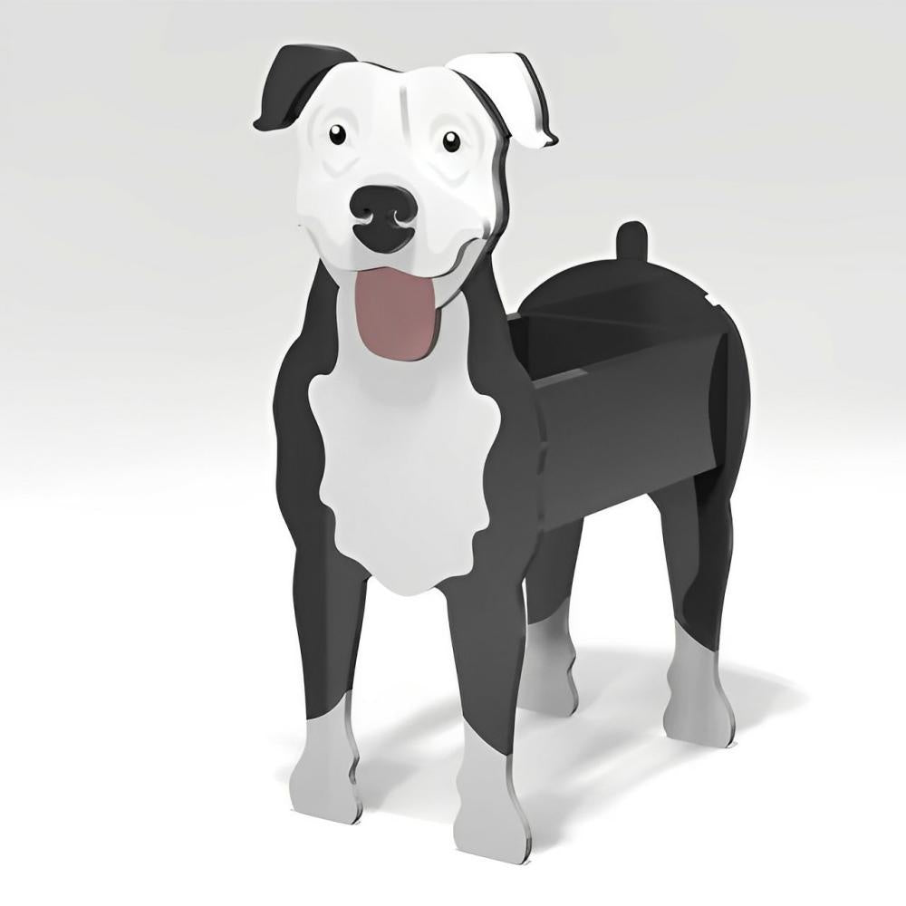 Full-body view of the American Pit Bull Terrier dog planter