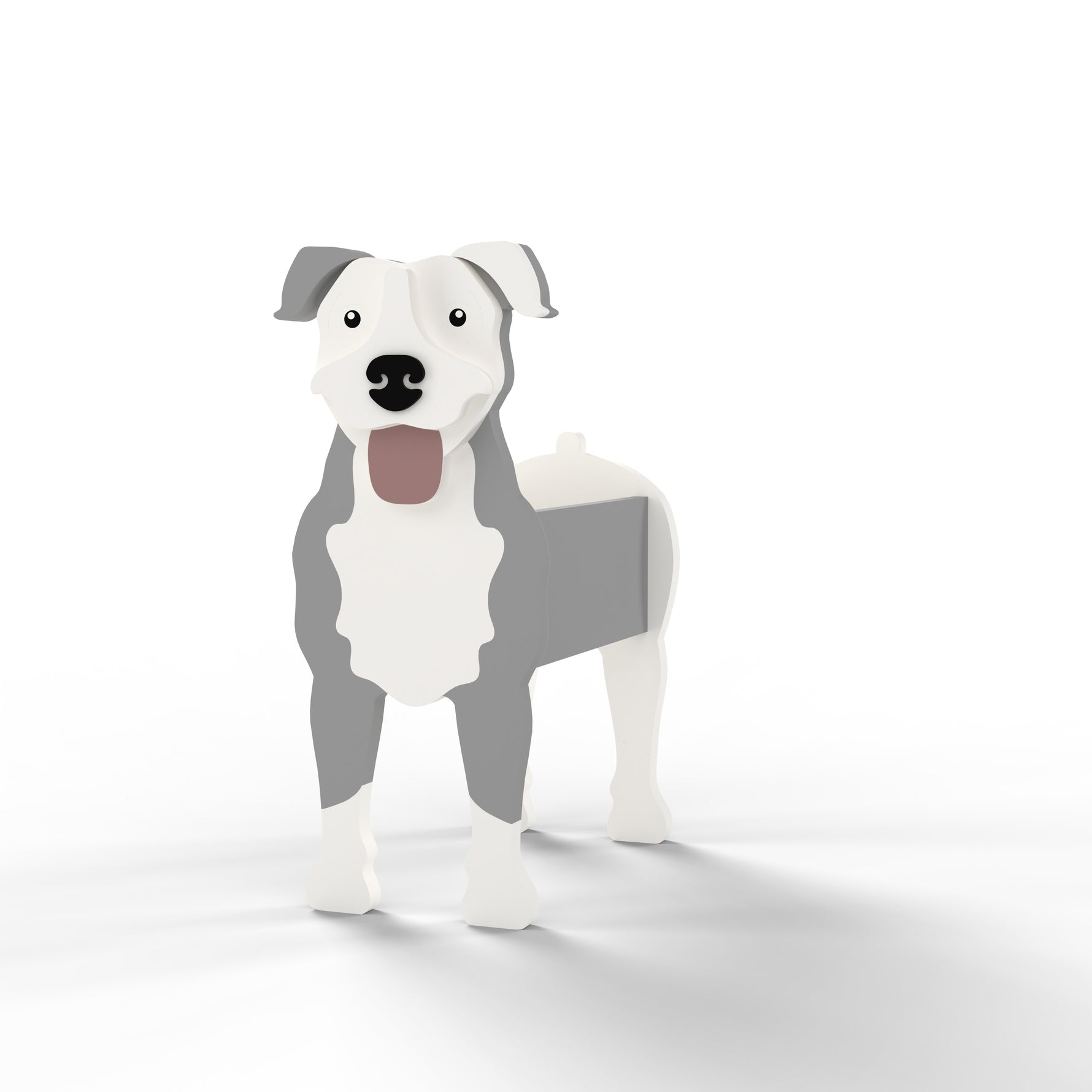 Full-body view of the American Pit Bull Terrier dog planter