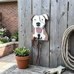 American Pit Bull Terrier wooden dog wall hook key and leash holder for home entryway organizer