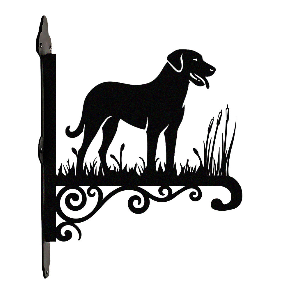 Anatolian shepherd dog metal hanging basket bracket mounted on outdoor wall for plant decoration
