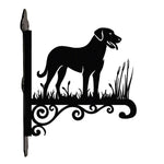 Anatolian shepherd dog metal hanging basket bracket mounted on outdoor wall for plant decoration