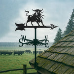 Angry bull metal weather vane with directional arrows and mounting rod, outdoor roof and garden decoration