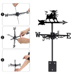 Angry bull metal weather vane with directional arrows and mounting rod, outdoor roof and garden decoration