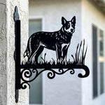 Australian cattle dog metal hanging basket bracket mounted on outdoor wall for plant decoration