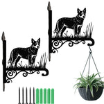 Australian cattle dog metal hanging basket bracket mounted on outdoor wall for plant decoration