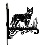 Australian cattle dog metal hanging basket bracket mounted on outdoor wall for plant decoration