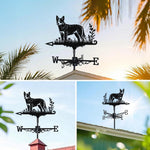Australian Cattle Dog metal weather vane with directional arrows and mounting rod, outdoor roof and garden decoration