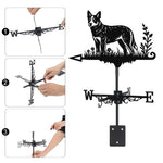 Australian Cattle Dog metal weather vane with directional arrows and mounting rod, outdoor roof and garden decoration