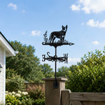 Australian Cattle Dog metal weather vane with directional arrows and mounting rod, outdoor roof and garden decoration
