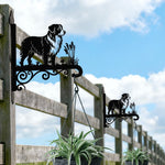 Australian shepherd metal hanging basket bracket mounted on outdoor wall for plant decoration