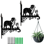 Australian shepherd metal hanging basket bracket mounted on outdoor wall for plant decoration