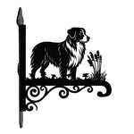 Australian shepherd metal hanging basket bracket mounted on outdoor wall for plant decoration