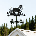 Australian Shepherd metal weather vane with directional arrows and mounting rod, outdoor roof and garden decoration