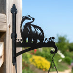 Badger metal hanging basket bracket mounted on outdoor wall for plant decoration