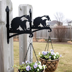 Badger metal hanging basket bracket mounted on outdoor wall for plant decoration