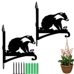 Badger metal hanging basket bracket mounted on outdoor wall for plant decoration