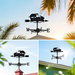 Badger metal weather vane with directional arrows and mounting rod, outdoor roof and garden decoration