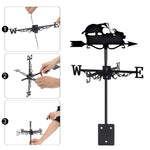 Badger metal weather vane with directional arrows and mounting rod, outdoor roof and garden decoration