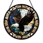 Bald eagle flying stained glass suncatcher window hanging, suitable for home and garden decoration