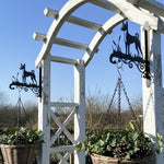 Basenji metal hanging basket bracket mounted on outdoor wall for plant decoration