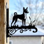 Basenji metal hanging basket bracket mounted on outdoor wall for plant decoration