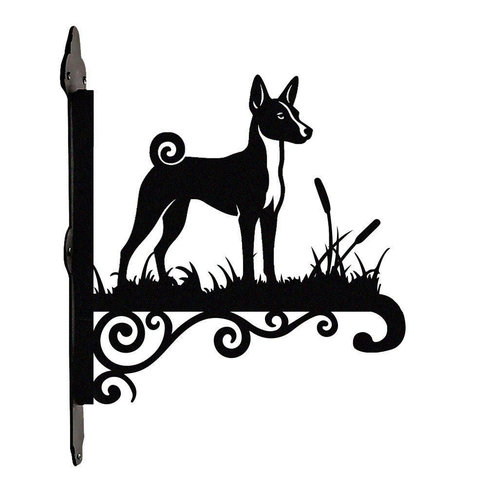 Basenji metal hanging basket bracket mounted on outdoor wall for plant decoration
