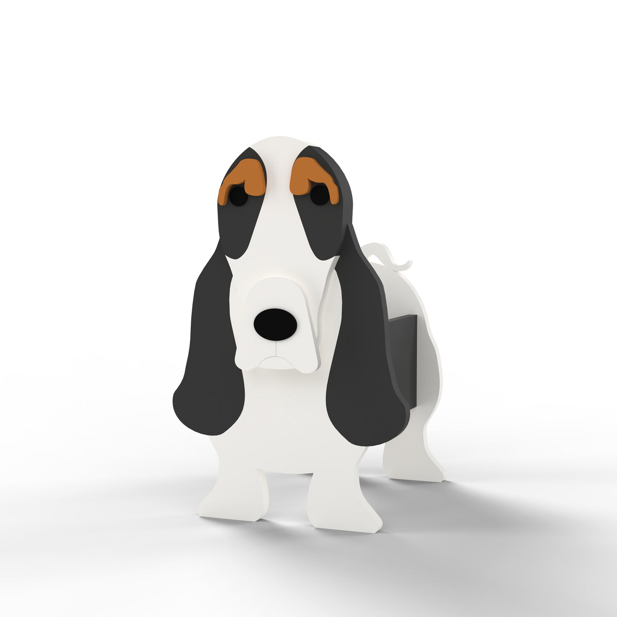 Basset Hound dog planter on a white background